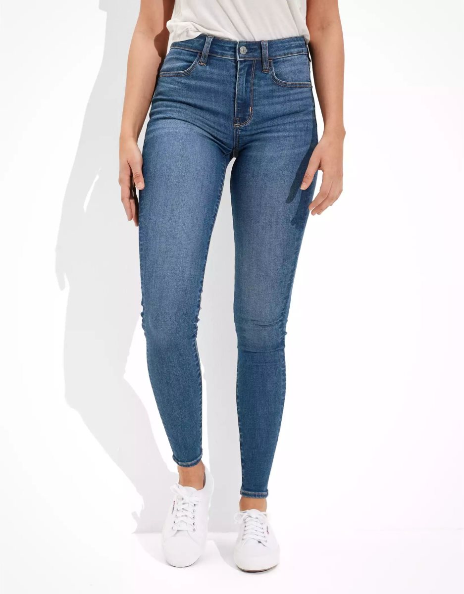 Jean American Eagle AE Ne(x)t Level High-Waisted Jegging Bleu Femme | AJD-64277668